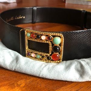 Judith Leiber exotic skin embellished belt